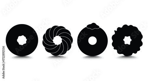 Four distinct black whisk attachment shapes for kitchen food processors and mixers vector