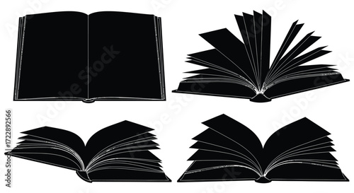 Open books collection symbols representing knowledge literature education and information access vector