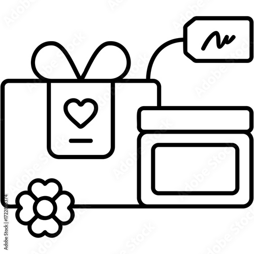Line Art Wedding Favors Icon