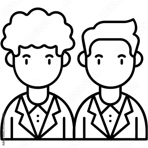 Line Art Groomsmen Icon