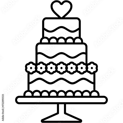 Line Art Wedding Cake Icon