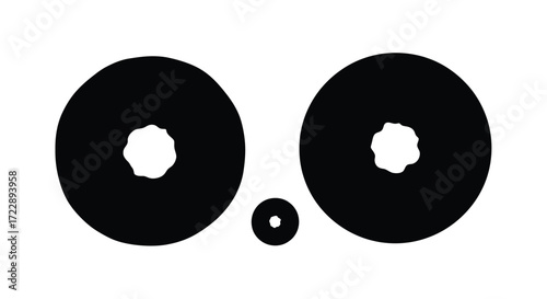 Abstract minimalist design two large circles and small central circle simple geometric shape art vector