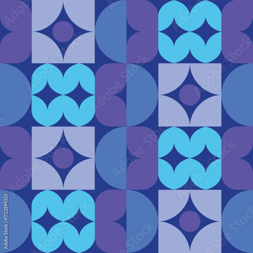 Geometric Purple and Blue Abstract Seamless Pattern Design