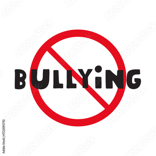 Stop Bullying Campaign. Vector illustration of a stop sign in a simple flat design on white background.
