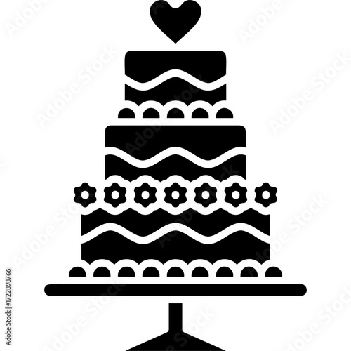 Solid Black Wedding Cake Icon
