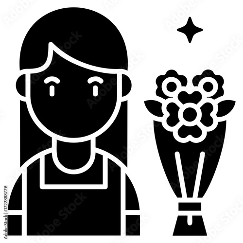 Solid Black Florist Icon