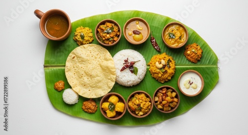 A Glimpse of a Full and Colorful Indian Vegetarian Feast