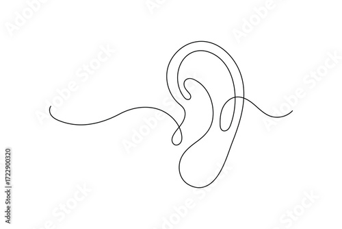 Ear symbol one line art minimalist outline vector isolated abstract design illustration

