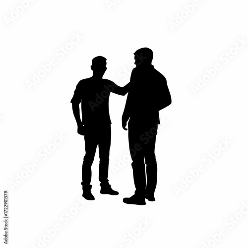 Counselor discussing healthy friendships with student silhouette