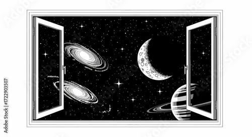 A cosmic window to other worlds revealing the beauty and mystery of outer space filled with