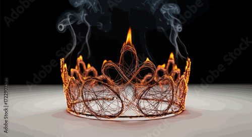 A Crown of Fire and Smoke: Illusion of Royalty on a Dark Backdrop