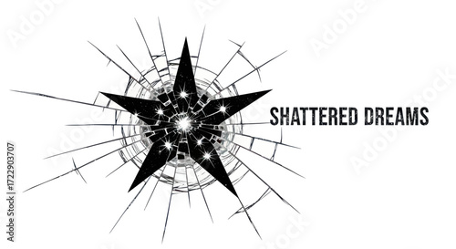 A shattered star burst design with expressive sharp lines conveying broken hopes and dreams