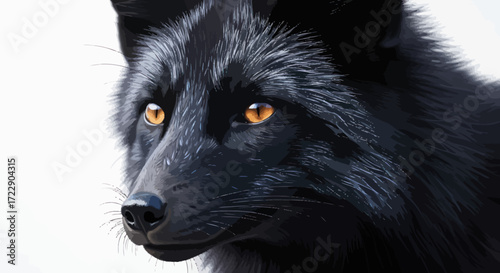 Captivating artistic rendition showcasing the striking beauty of a black fox portrait