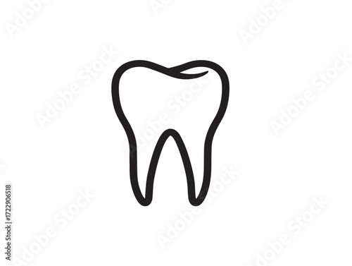Elegant 2D dental care line art healthy icon