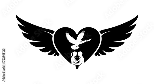 Symbolic representation of love, freedom, and connection through a unique artistic composition