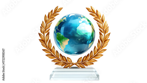 Global Award Symbol 3d rendered, isolated on transparent background