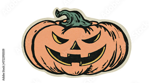 Retro Vintage Jack O Lantern Pumpkin Sticker Illustration for Halloween