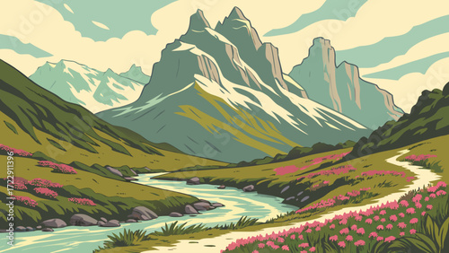 landscape with mountains