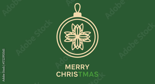 Minimalist Christmas ornament illustration on a green background conveying holiday cheer and