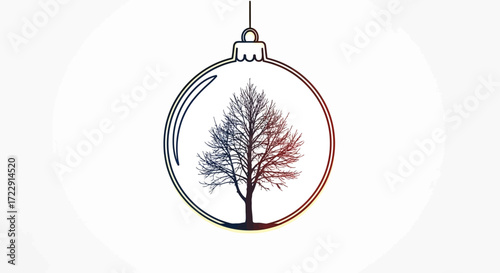 Winter Solstice Serenity: A Tree Encased in a Holiday Ornament Illustration