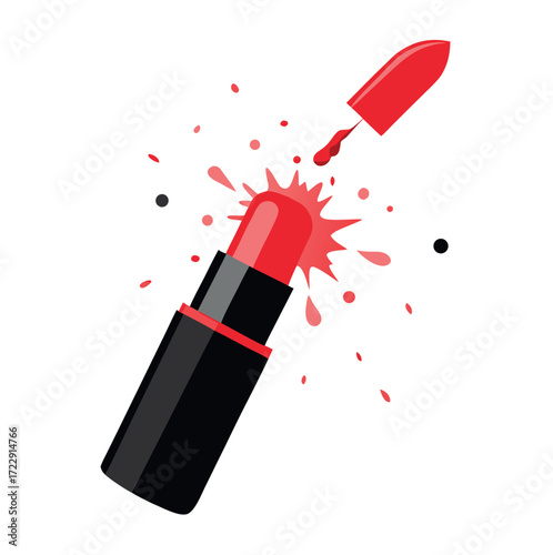 Broken lipstick with powder splash makeup illustration