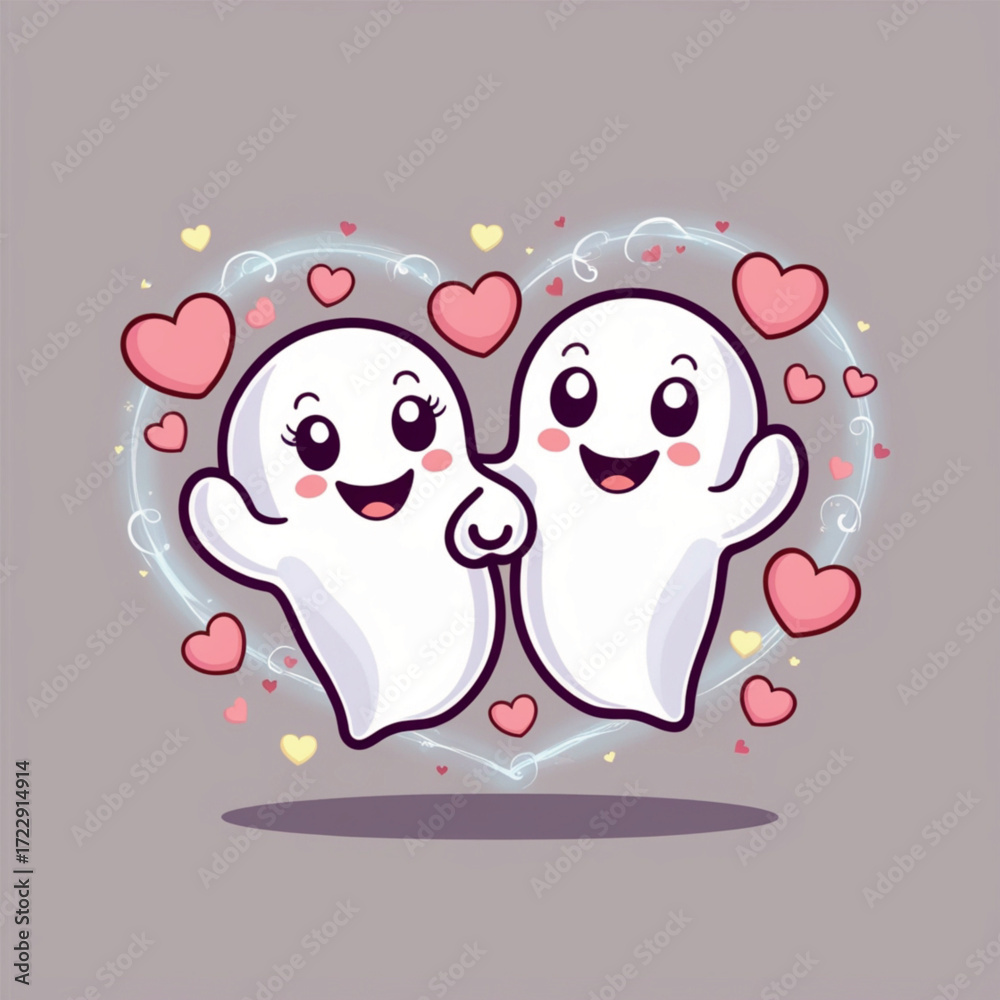 Fototapeta premium happy Ghost couple with heart