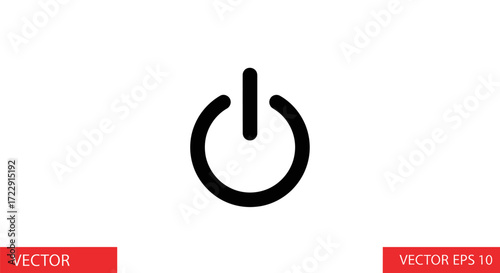 A clean and simple representation of a universal power symbol displayed centrally on a white