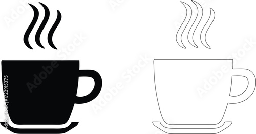 Coffee cup icon set. Cups of coffee tea collection. Hot drink icon. Disposable cup. Cup coffe with steam. Flat style. Vector Illustration. national coffee day.Coffee bean set.Coffee machine icon.Drink