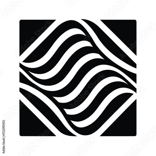 Abstract Wavy Square Icon Design