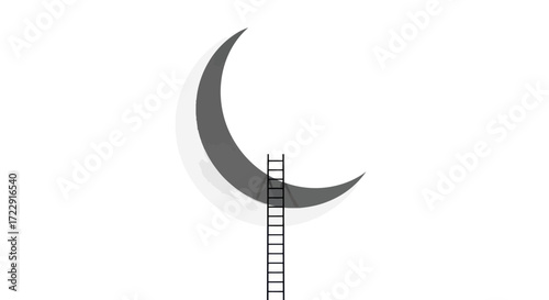 Conceptual illustration of a ladder reaching for the moon symbolizing ambition and aspirations