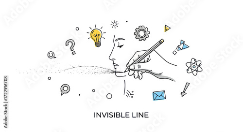 Creative visualization manifesting ideas from thought with illustration techniques and concept