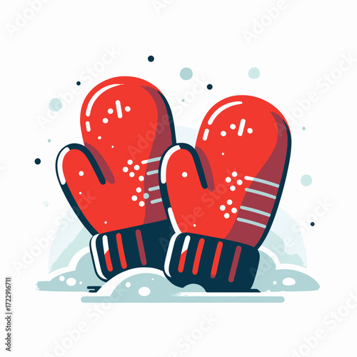 Red mittens in snow