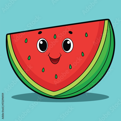 Cute slice of watermelon vector illustration