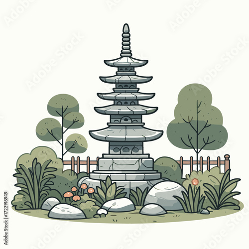  Stone pagoda in garden