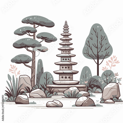  Stone pagoda in garden