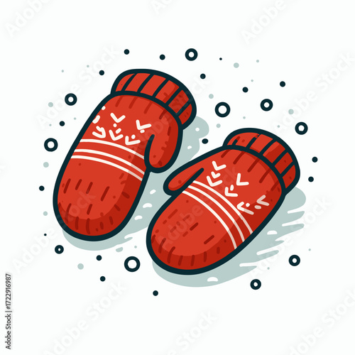 Red mittens in snow