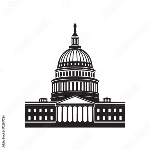 United States Capitol building silhouette vector graphic, minimalist illustration black colour vector design and white background (2).eps