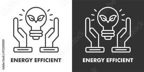 Energy Efficient Icon Filled Outline Vector Illustration in Black and White