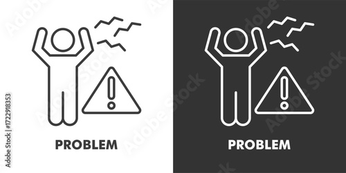 Problem Icon Filled Outline Vector Illustration in Black and White