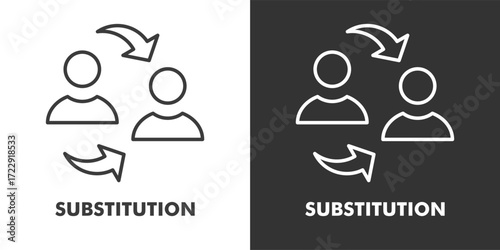Substitution Icon Filled Outline Vector Illustration in Black and White