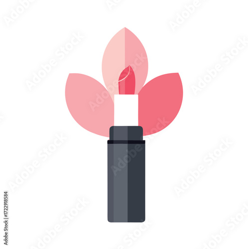 Pink flower petals adorning a lipstick tube