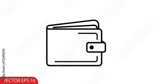 Minimalist wallet icon, a symbol of finance, payments and personal economics in a clean line