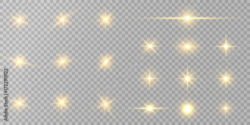 Lens Flare, light glow effect. sun or realistic shining star with backlight effect. bokeh glitter and sparkles or sparkles on transparent background.
