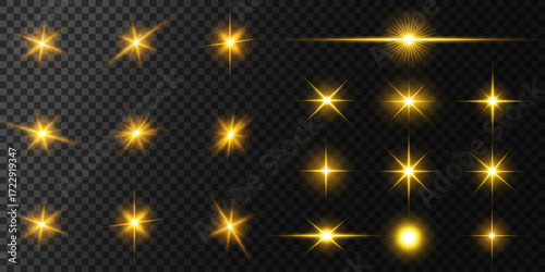 Lens Flare, light glow effect. sun or realistic shining star with backlight effect. bokeh glitter and sparkles or sparkles on transparent background.
