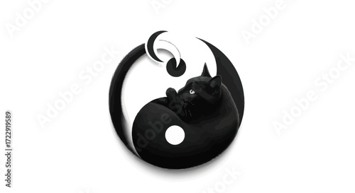 Serene feline embrace, balancing duality with graceful black panther silhouette integration