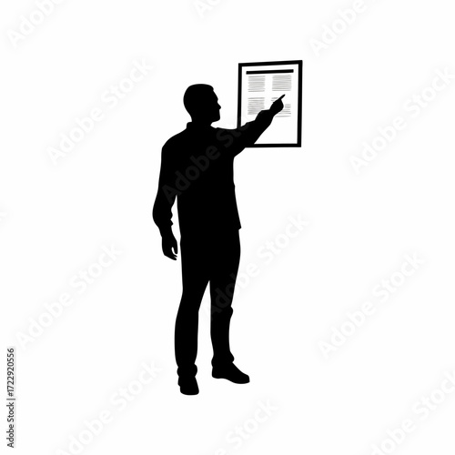 Counselor pointing to positive thinking poster silhouette