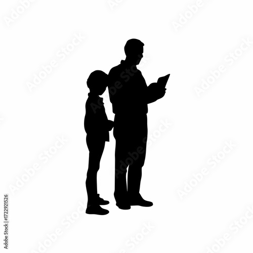 Counselor reviewing report card with student silhouette