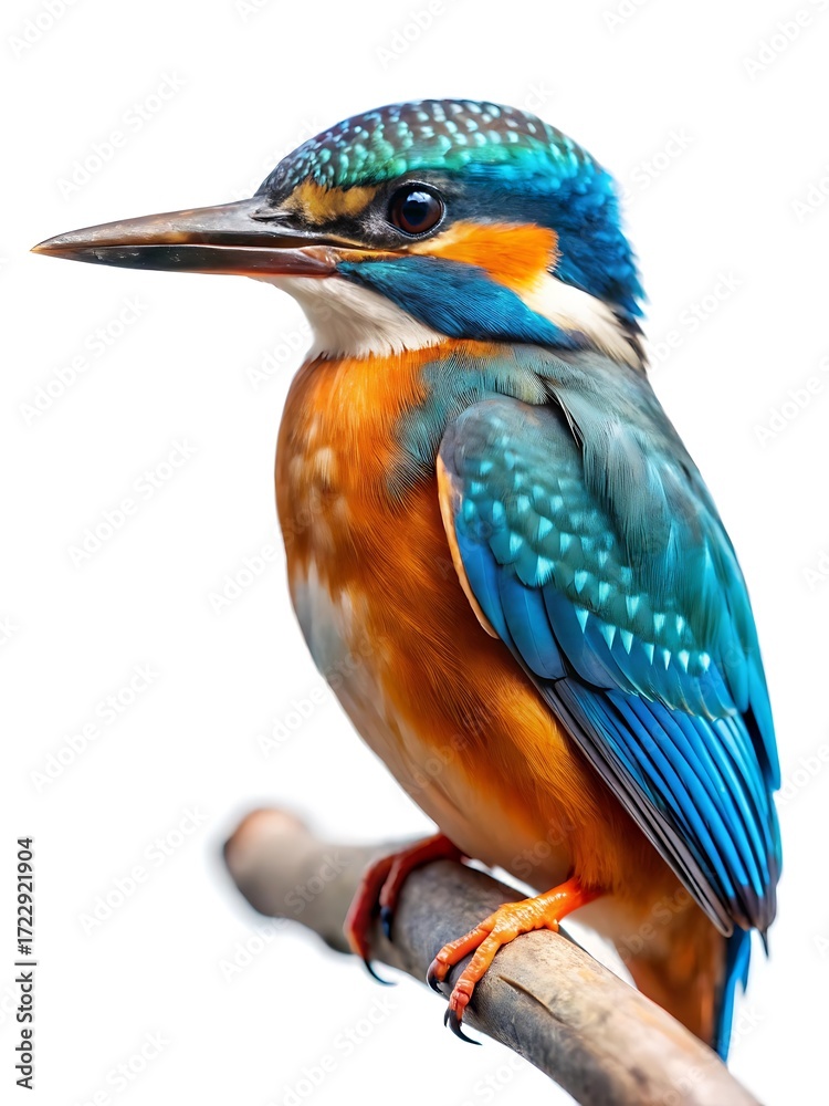 Fototapeta premium Blue and orange bird is perched on a branch