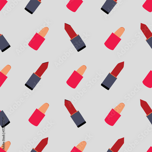 Seamless pattern of colorful lipsticks repeating design