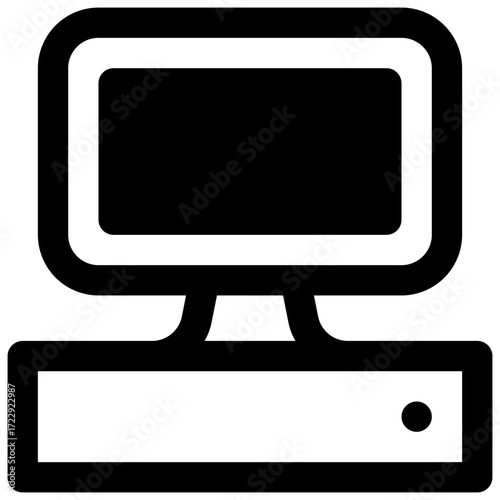 POS system. Outlined stroke vector icon with black-filled details.